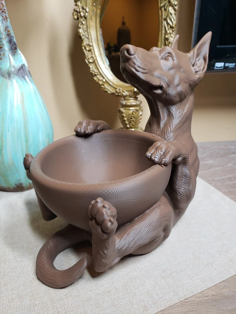 Hand Crafted Doberman Dog Bowl / Planter / Jewelry or Keepsake Dish NWT!
